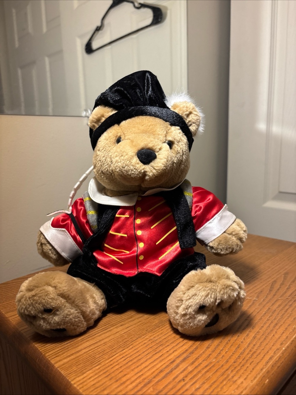 Build-A-Bear Tan Teddy in Red & Black Parade Outfit